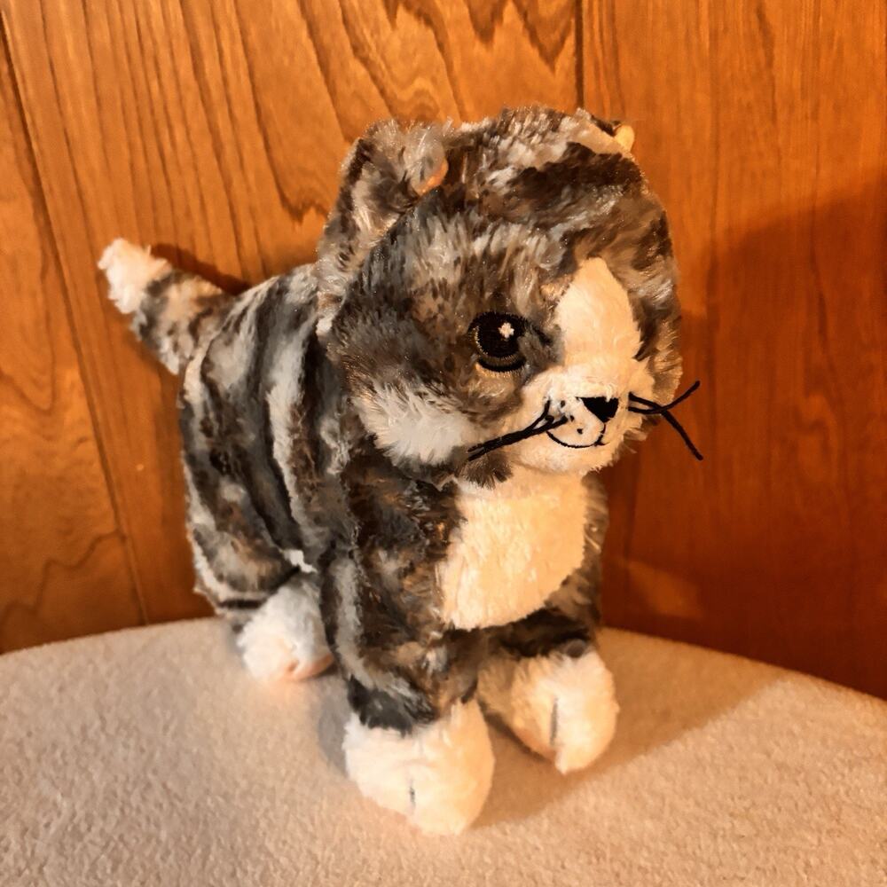 IKEA Gray Tabby Cat Plush Stuffed Animal Kitten Soft Toy Gray White
